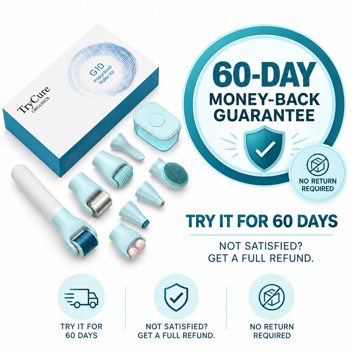 TryCure® 10 in 1 Derma Roller Kit — 60-day money-back guarantee
