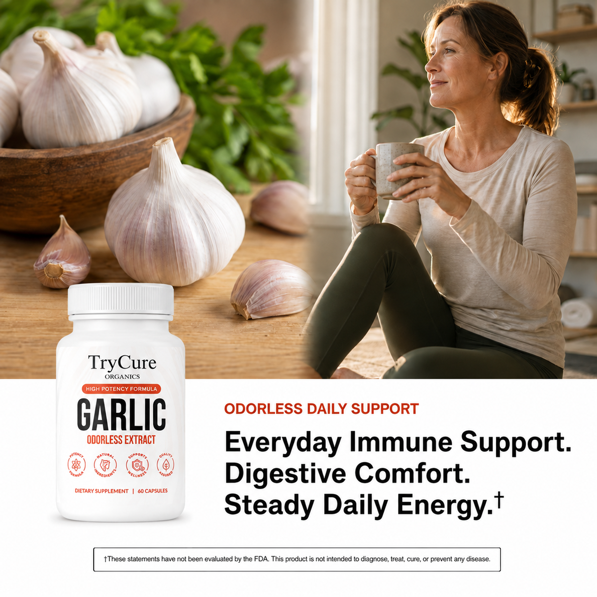 TryCure® Odorless Garlic Extract product carousel image 2 of 7: product focus.