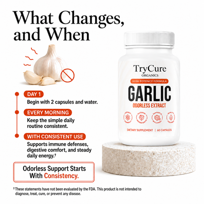 TryCure® Odorless Garlic Extract product carousel image 3 of 7: what changes.