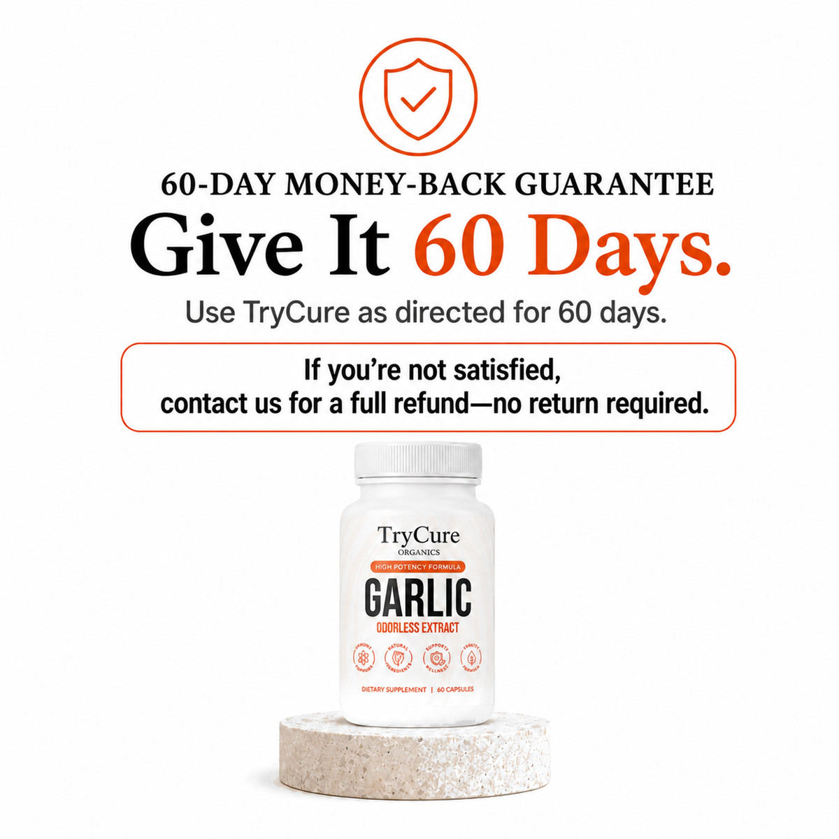 TryCure® Odorless Garlic Extract product carousel image 7 of 7: guarantee.