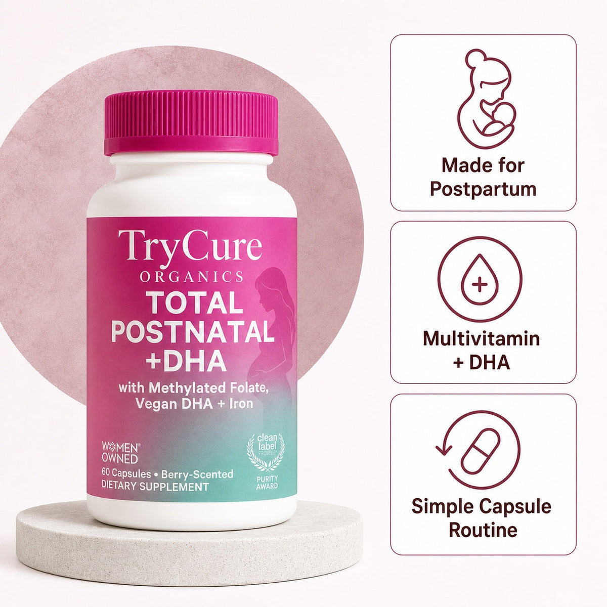 TryCure Total Postnatal + DHA — Postpartum Support — 01 of 08