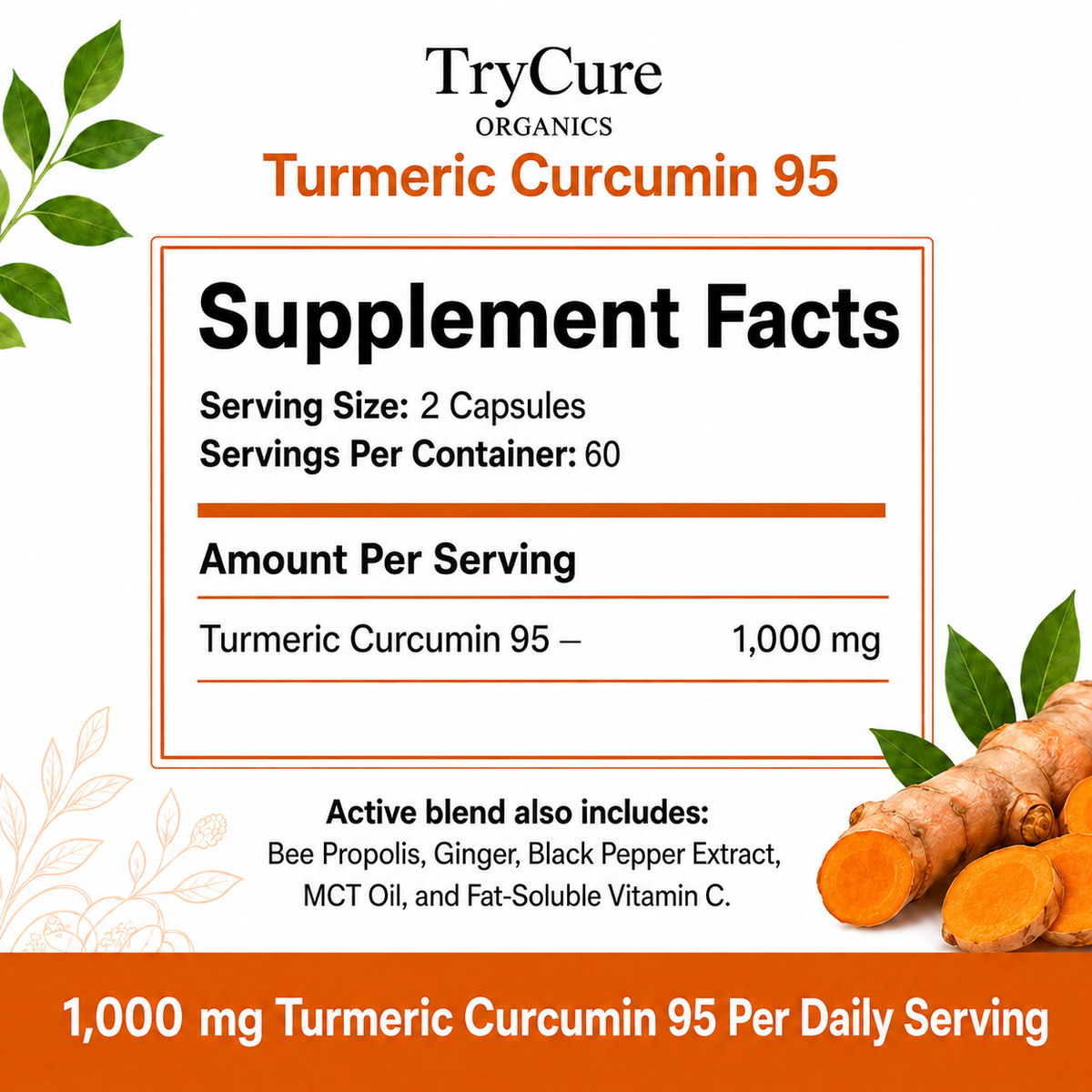 TryCure Turmeric Curcumin - Inflammation Support Capsules — 06 of 07