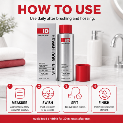 TryCure Hydrogen Peroxide Whitening Mouthwash — 04 of 07 — how to use